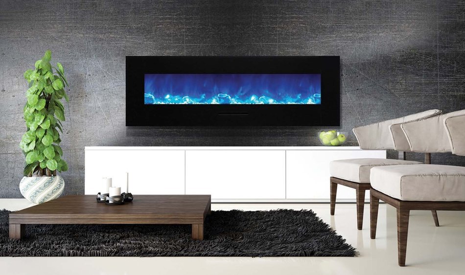 Amantii Wall Mount / Flush Mount Series Electric Fireplace with Ice Media Kit, 60 Inch N8