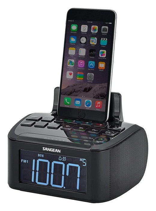 Sangean Compact AM/FM Dual Alarm Clock Radio with Large Easy to Read Backlit LCD Display & Lightning Connector... N4