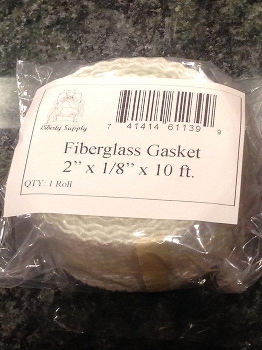 Wood Stove Door Gasket, Fiberglass Rope Seal. Flat 1/8" x 2" wide x 10 ft. roll