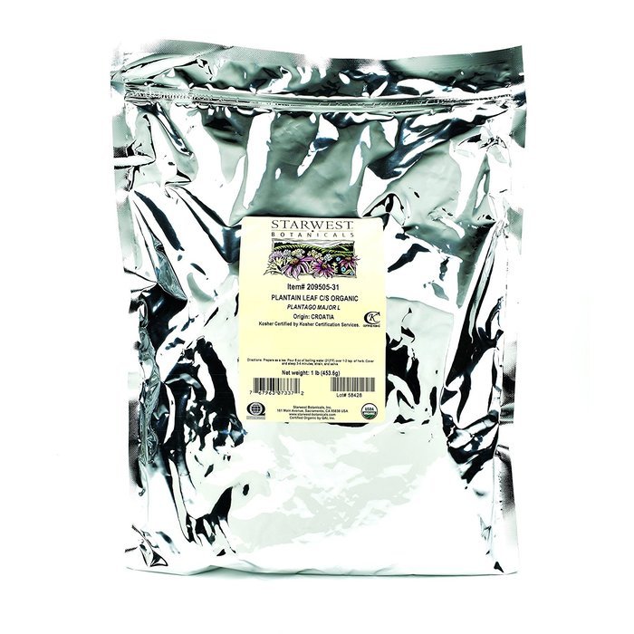 Starwest Botanicals Organic Plantain Leaf Cut, 1 Pound