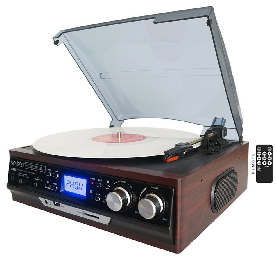 Boytone BT-17DJS 3-speed Stereo Turntable, with 2 extra ceramic needles, Belt Drive, 2 built in Speakers, Digital...