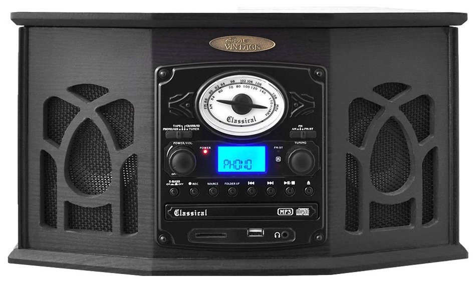 Pyle Home PTCDS7UIW Retro Vintage Turntable with CD/MP3/Casette/Radio/USB/SD, Aux-In and Vinyl-to-MP3 Encoding...