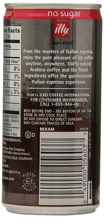 illy issimo Coffee Drink, Caff&egrave;, 6.8-Ounce Cans (Pack of 12) N32
