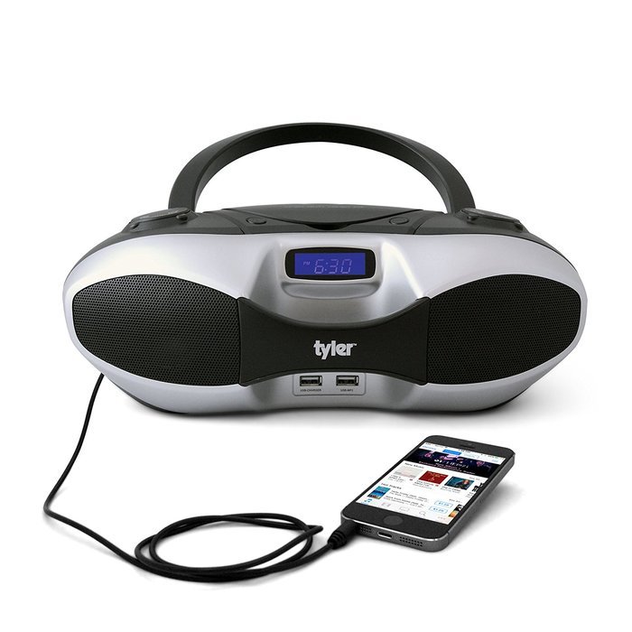 Tyler Portable Sport Stereo MP3/CD Boombox Player TAU104-SL with USB Charging Port for Phones and Tablets, USB... N5