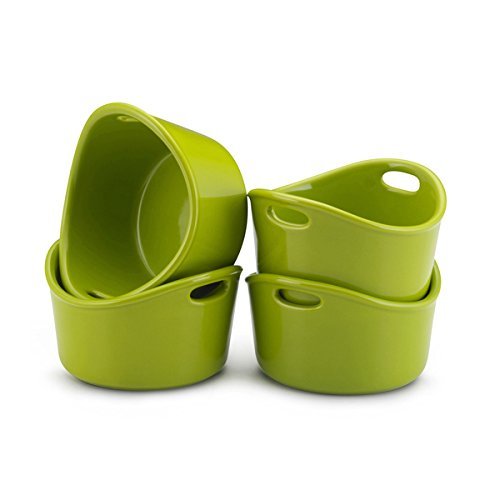 Rachael Ray Stoneware Green 10-oz Bubble and Brown Ramekins (Set of 4)