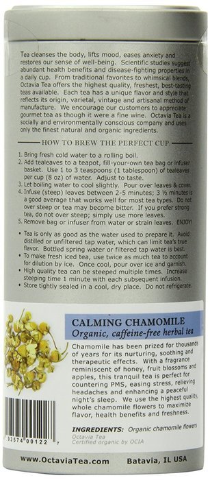 Octavia Tea Calming Chamomile (Organic, Caffeine-Free Herbal Tea), Loose Tea, 0.92 Ounce Tin N6