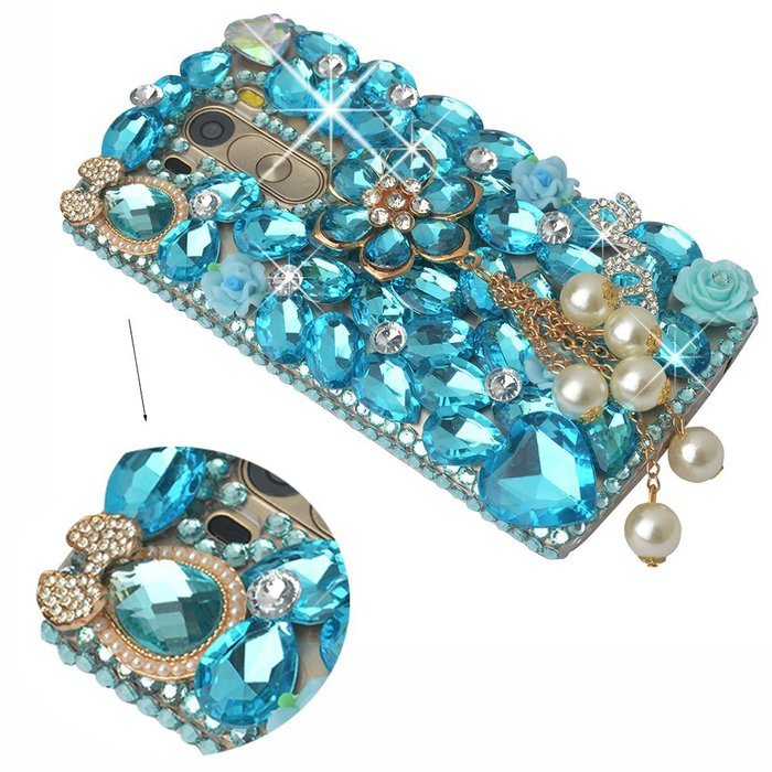 LG G Stylo Case, LG G Stylo Bling Case-Spritech(TM) 3D Handmade Colorful Diamond Bling with Butterfly Flower Decoration... N14