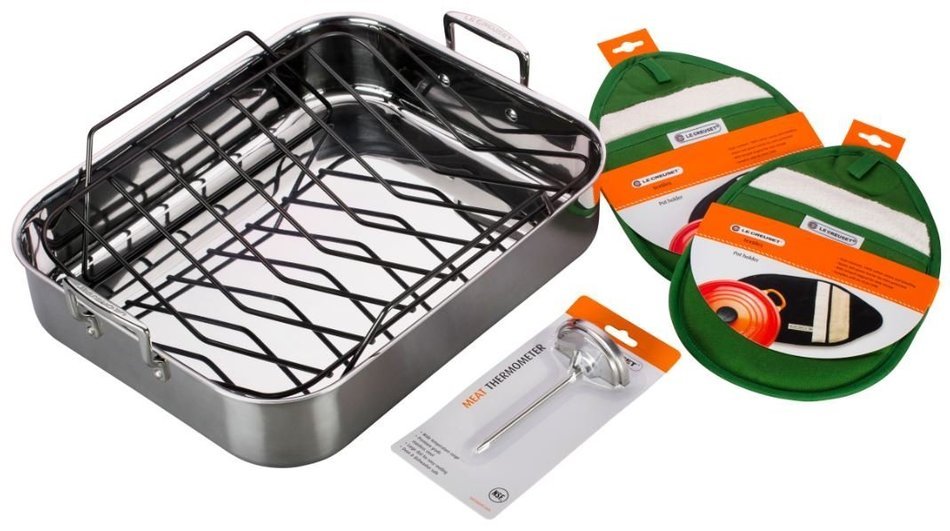 Le Creuset 5pc Large Stainless Steel Roaster Holiday Bonus Set