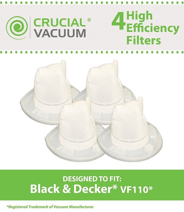 4 Black & Decker Washable VF110 Filters Fit CHV9610, CHV1210, CHV1410, CHV1410B & CHV1510, Designed & Engineered...