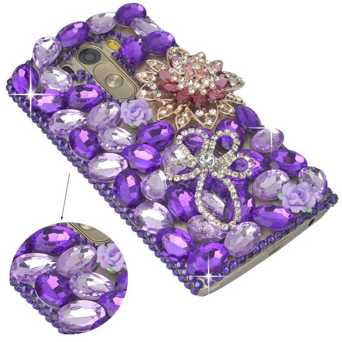 LG G Stylo Case, LG G Stylo Bling Case-Spritech(TM) 3D Handmade Colorful Diamond Bling with Butterfly Flower Decoration... N21