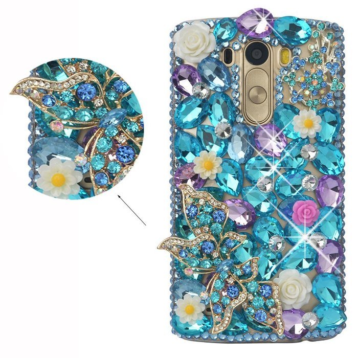LG G Stylo Case, LG G Stylo Bling Case-Spritech(TM) 3D Handmade Colorful Diamond Bling with Butterfly Flower Decoration... N26