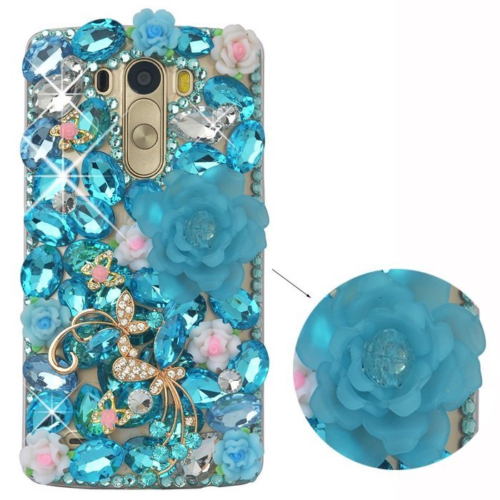 LG G Stylo Case, LG G Stylo Bling Case-Spritech(TM) 3D Handmade Colorful Diamond Bling with Butterfly Flower Decoration... N29