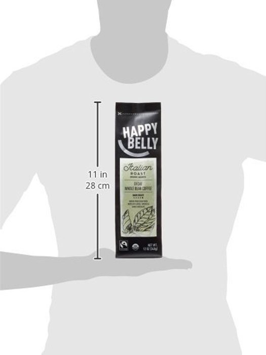Happy Belly Italian Roast Decaf Organic Fairtrade Coffee, Dark Roast, Whole Bean, 12 ounce N3