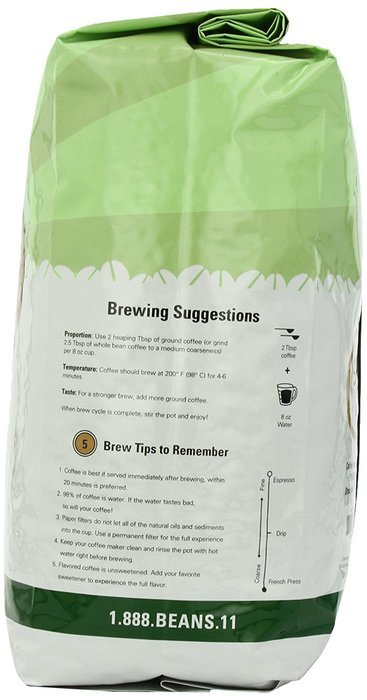 Coffee Bean Direct Decaf Colombian, Whole Bean Coffee, 5-Pound Bag N7