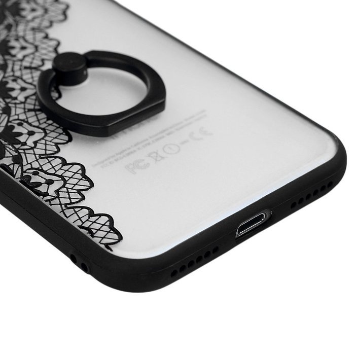 iPhone 7 Case (4.7 inch) - 360 Degree Rotating Ring Holder Kickstand Shockproof Soft TPU Skin Bumper Frame + PC... N24