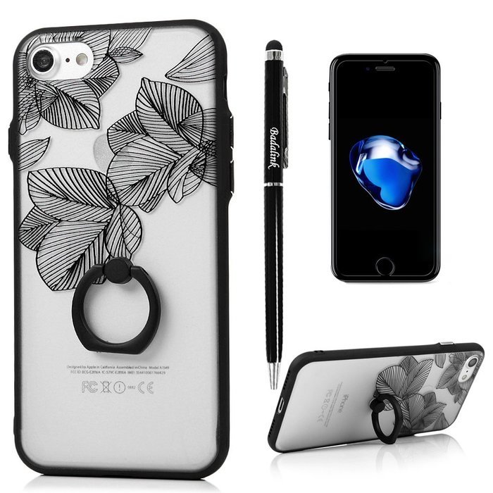 iPhone 7 Case (4.7 inch) - 360 Degree Rotating Ring Holder Kickstand Shockproof Soft TPU Skin Bumper Frame + PC... N26