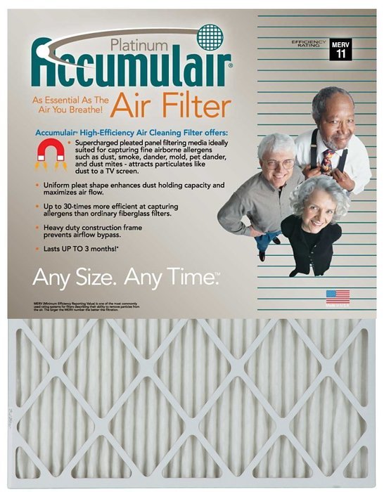29-1/2x35-3/4x2 (Actual Size) Accumulair Platinum Geothermal Bryant & Carrier Filter MERV 11 4-Pack