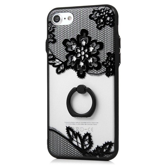 iPhone 7 Case (4.7 inch) - 360 Degree Rotating Ring Holder Kickstand Shockproof Soft TPU Skin Bumper Frame + PC... N28