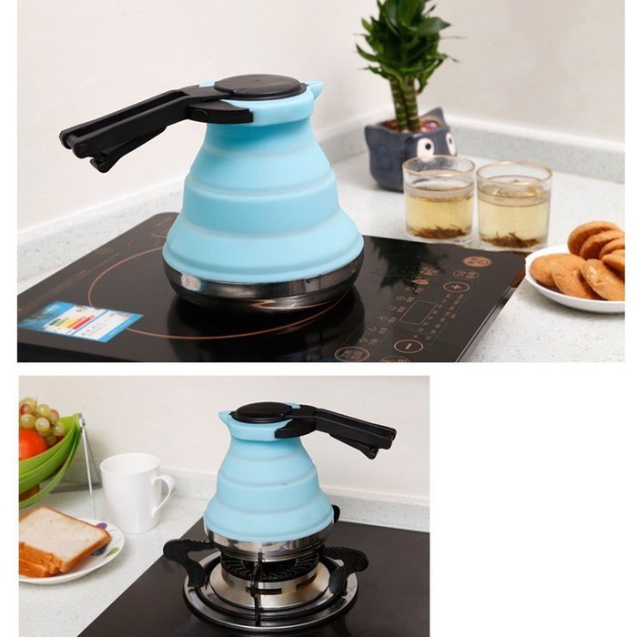 Life Boost Portable Foldable Silicone Tea Kettle Teapot Stainless Steel Base Extreme Heat Resistance & Versatility-Green... N9