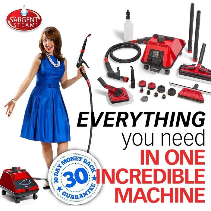 Sargent Steam Cleaner BRZ2 Portable Multi-Purpose High Pressure Dry Vapor Steamer Machine with Attachments