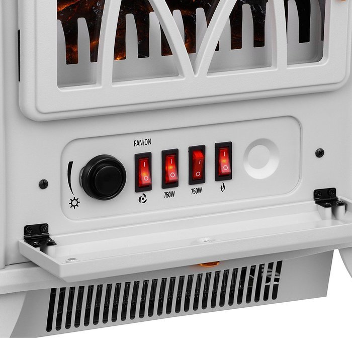 VonHaus 1500W Electric Stove Heater &ndash; Portable Home Fireplace with Log Burning Flame Effect (16.8W x 10.8L x 20H... N10