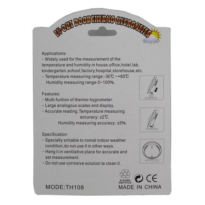 Jieweixin&reg; Mini Multifunction Indoor & Outdoor Centigrade Round Hanging Dial Thermo-Hygrometer Household Electronic... N6