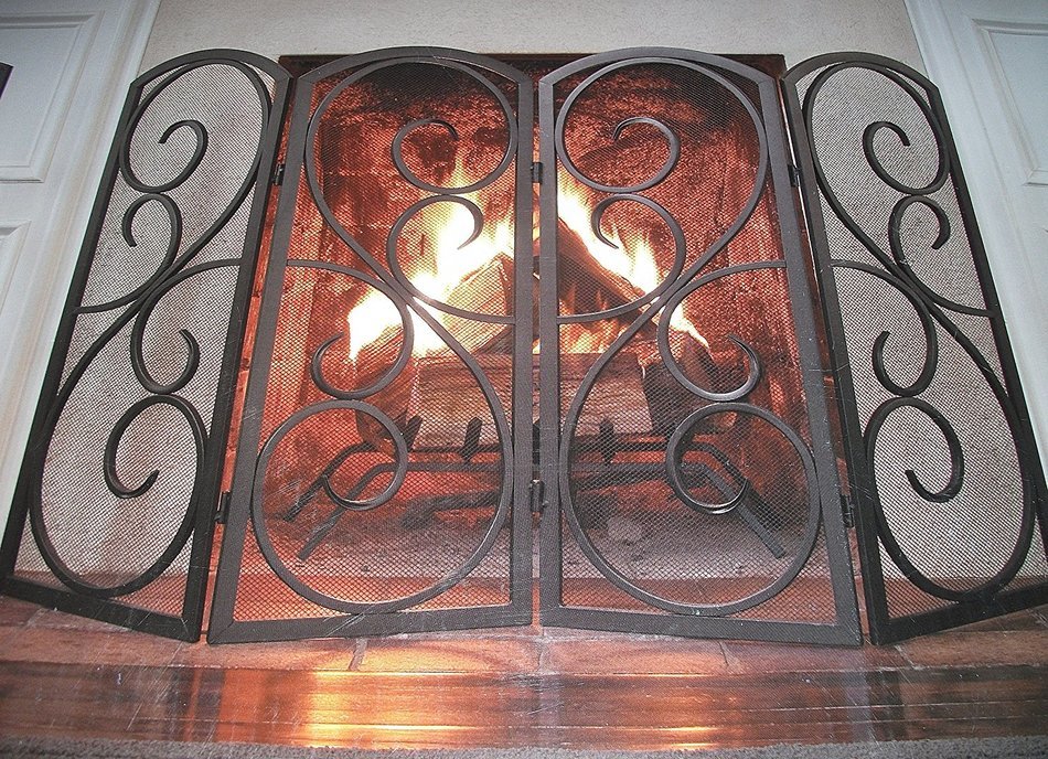 Home Fireplace Screen Metal Eggshell Black Finish