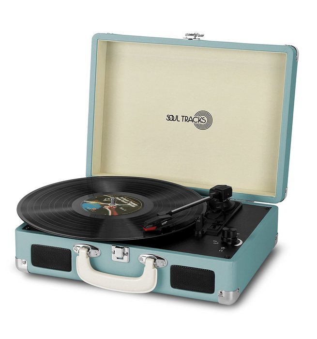 Photive SoulTracks Portable 3-Speed Turntable with built in Speakers. Vinyl Stereo Record Player Fully Automatic...