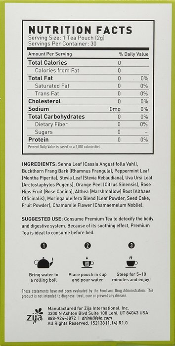 Zija Premium Moringa Miracle Tea, 30 Packets, Net WT. 60g N3