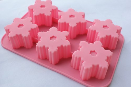 DGI MART Kitchen Party Use 6 Cavities Snowflake Shape Chocolate Sugar Ice Cake Silicone Mini Cube Craft Fondant...