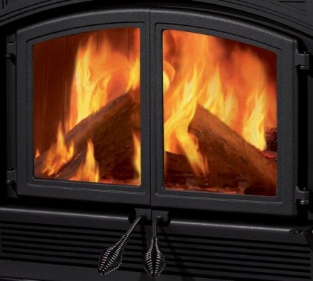 Cast-Iron Ceramic Glass Double Fireplace Doors from the Merlot Collection