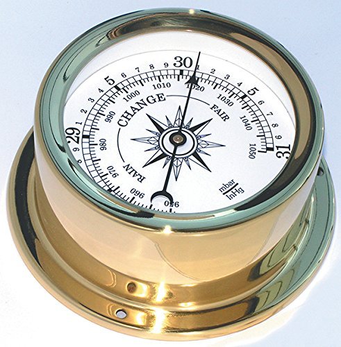 Trintec Euro Aneroid Barometer Polished Brass Marine Nautical Instrument for Boat or Cabin