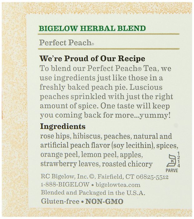 Bigelow Perfect Peach Herbal Tea, 20-Count Boxes (Pack of 6) N2