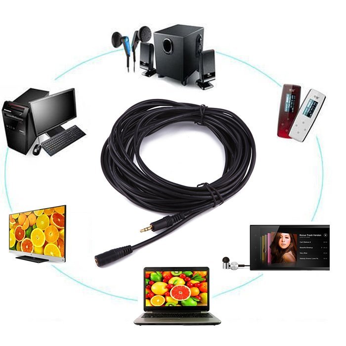 HDE 3.5mm Male Jack to 3.5mm Female Socket AUX Auxiliary Extension Cable - 30ft