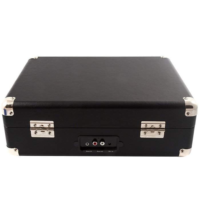 GPO Attache Briefcase Style 3-Speed Portable Vinyl Turntable with Built-in Stereo Speakers and USB Stick for Recording... N4