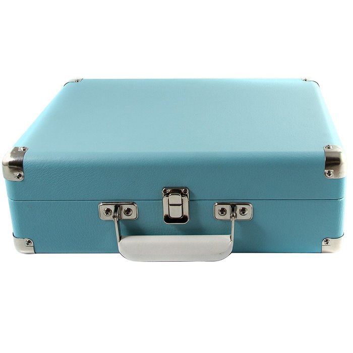 GPO Attache Briefcase Style 3-Speed Portable Vinyl Turntable with Built-in Stereo Speakers and USB Stick for Recording... N8