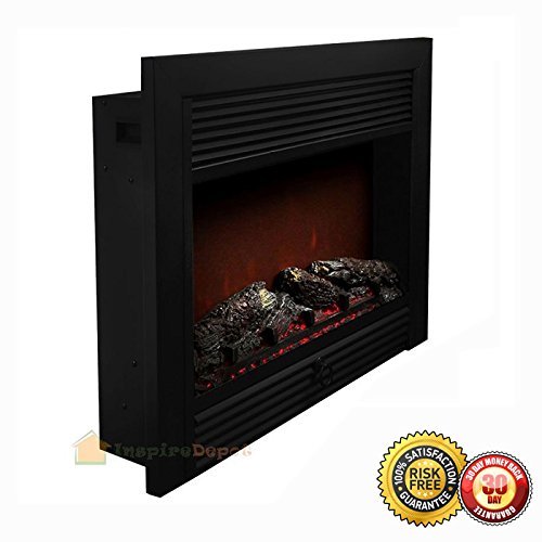 New 28.5" Embedded Fireplace Electric Insert Heater Glass View Log Flame Remote Home N2