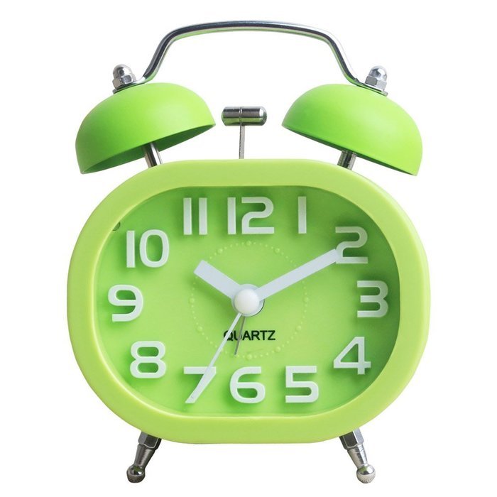 HENSE Creative Colorful Design Non-ticking Mute Silent Quartz Movement Twin Bell Alarm Clock With Nightlight HA16... N2