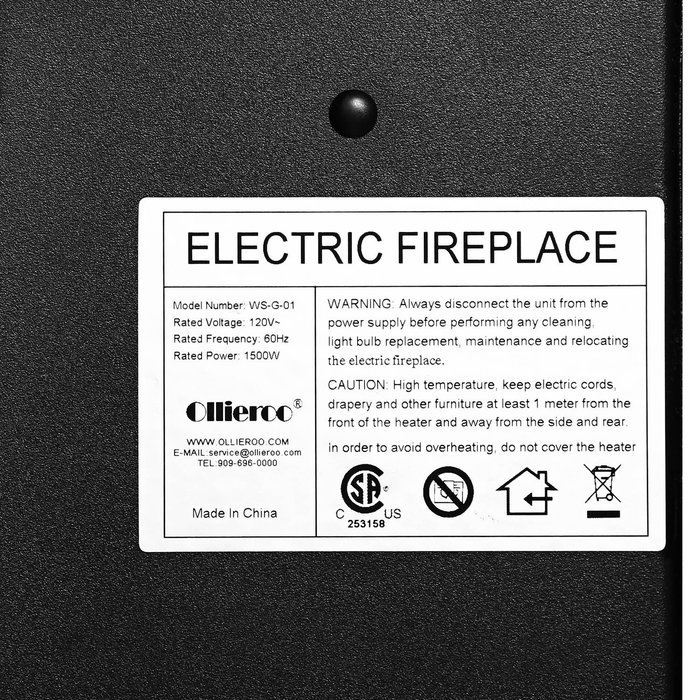 Ollieroo 50" Smokeless Wall Mounted Electric Fireplace New Technologies Health and Safety Black N4