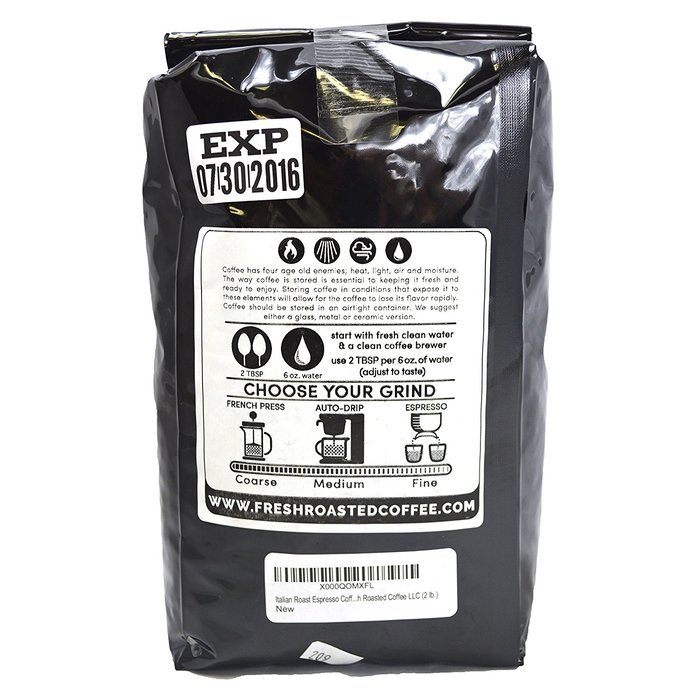 Italian Roast Espresso Coffee, Whole Bean, Fresh Roasted Coffee LLC (5 lb.) N4