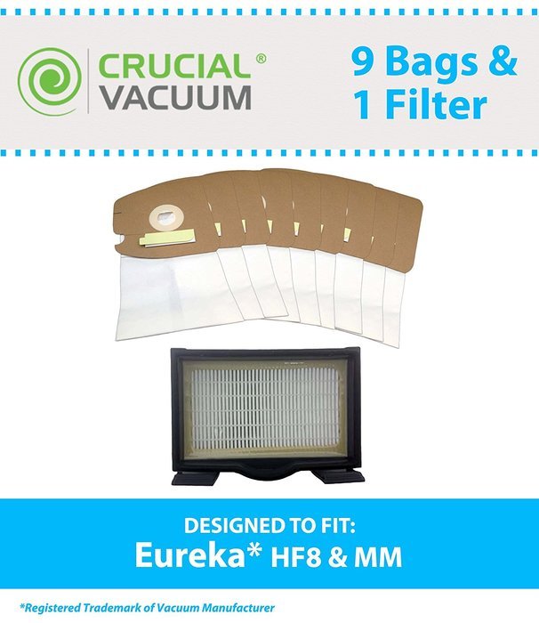 1 Eureka HF8 Mighty Mite HEPA Filter & 9 MM Bags, Part# 60666, 60666A, 60666B, 60666-6, 60295, 60296 & 60297,...