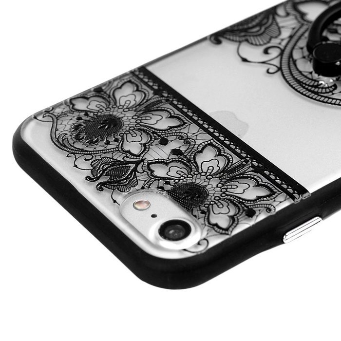 iPhone 7 Case (4.7 inch) - 360 Degree Rotating Ring Holder Kickstand Shockproof Soft TPU Skin Bumper Frame + PC... N30