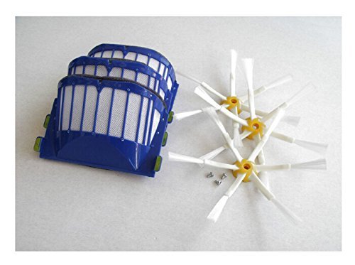 Iautomatic 3 x Aero Vac Filter & 3 x Side Brush 6-Armed with 3 Screws for iRobot Roomba 500 600 Series 536 550...