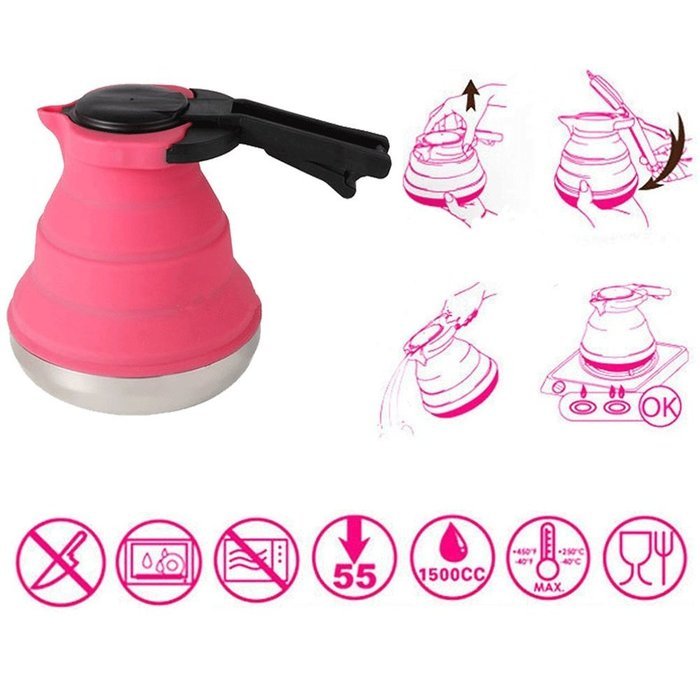 Life Boost Portable Foldable Silicone Tea Kettle Teapot Stainless Steel Base Extreme Heat Resistance & Versatility-Green... N10