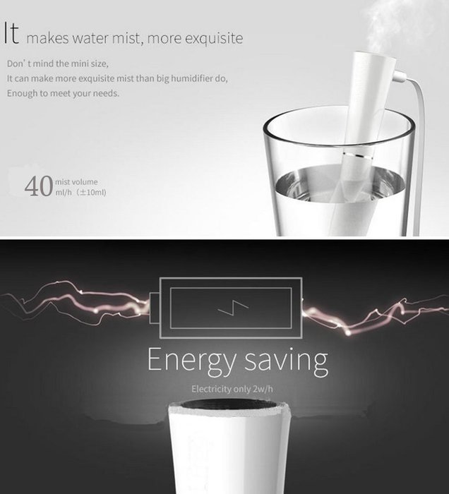 PYDDZH Mini Humidifier USB Wire Controller and Pen Shape, Cool Mist Microporous Type, Travel Humidifier - USB... N8