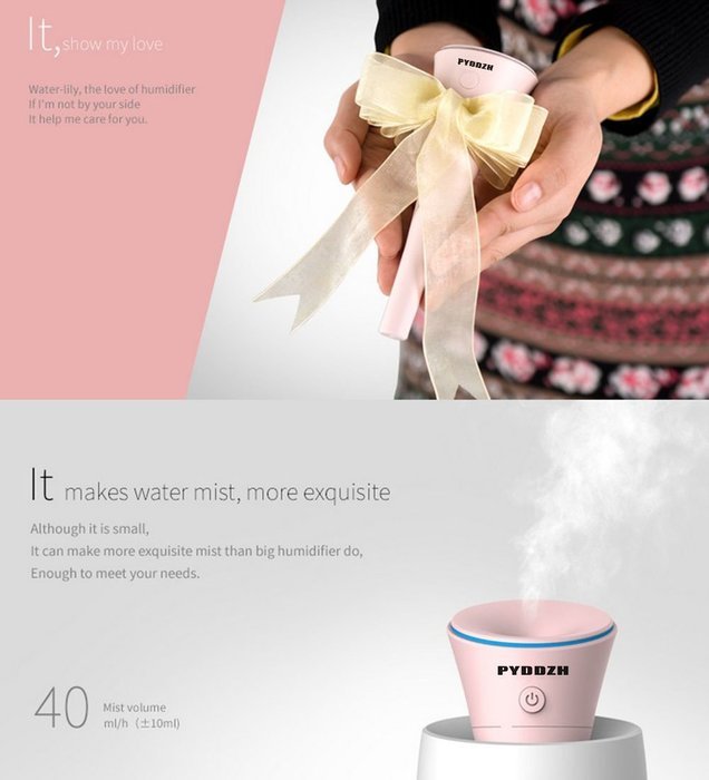 PYDDZH Mini Humidifier USB Wire Controller and Pen Shape, Cool Mist Microporous Type, Travel Humidifier - USB... N10