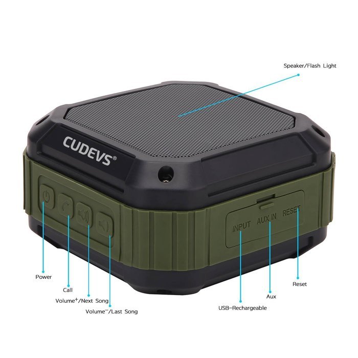 Cudevs M3 Bluetooth Speakers, Wireless, Portable and Waterproof for Outdoors and Shower (Orange)