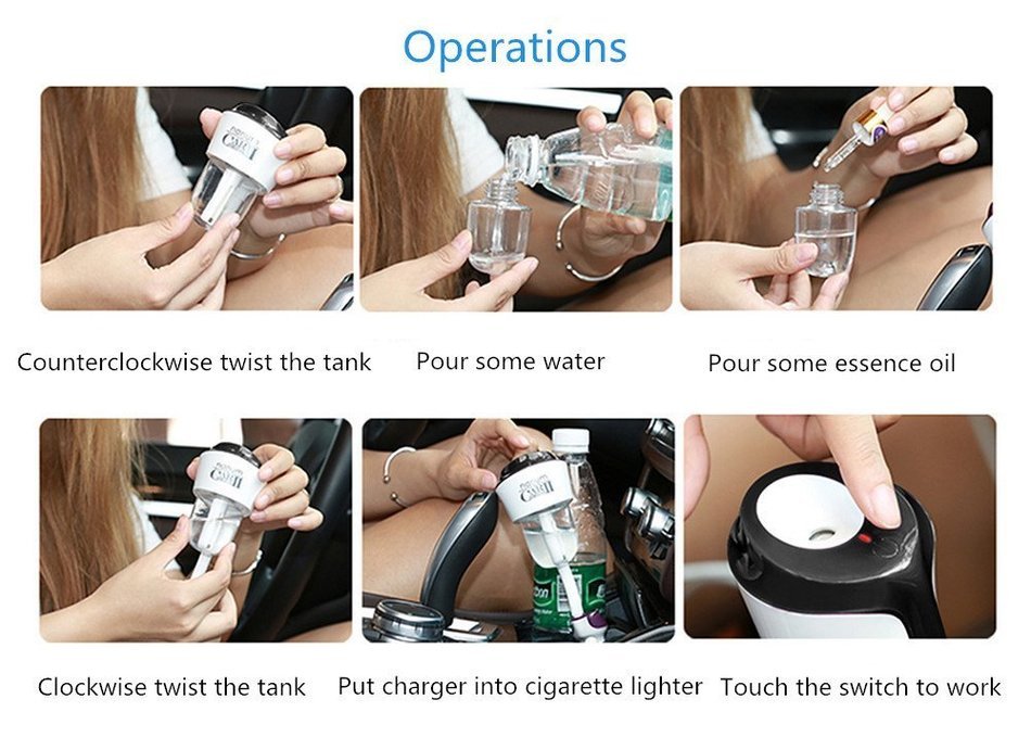 Security Car Humidifier, Ultrasonic Mini Cool Mist Aroma Humidifier Dual USB Charger Port Air Purifier with Auto... N3