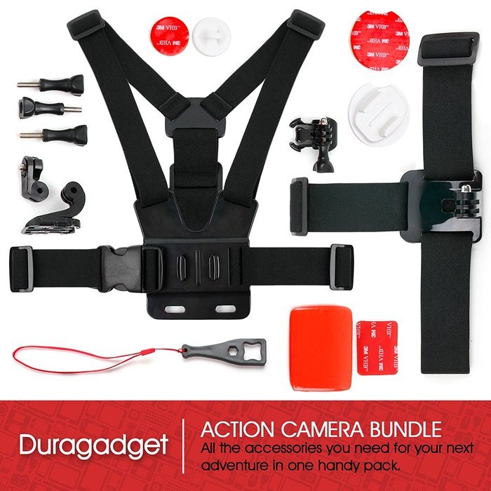 DURAGADGET Action Camera 17-in-1 Extreme Sports Accessories Bundle Compatible with the EasyPix GoXtreme Rallye... N2