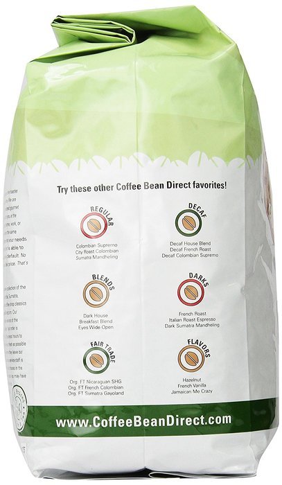 Coffee Bean Direct Decaf Colombian, Whole Bean Coffee, 5-Pound Bag N11